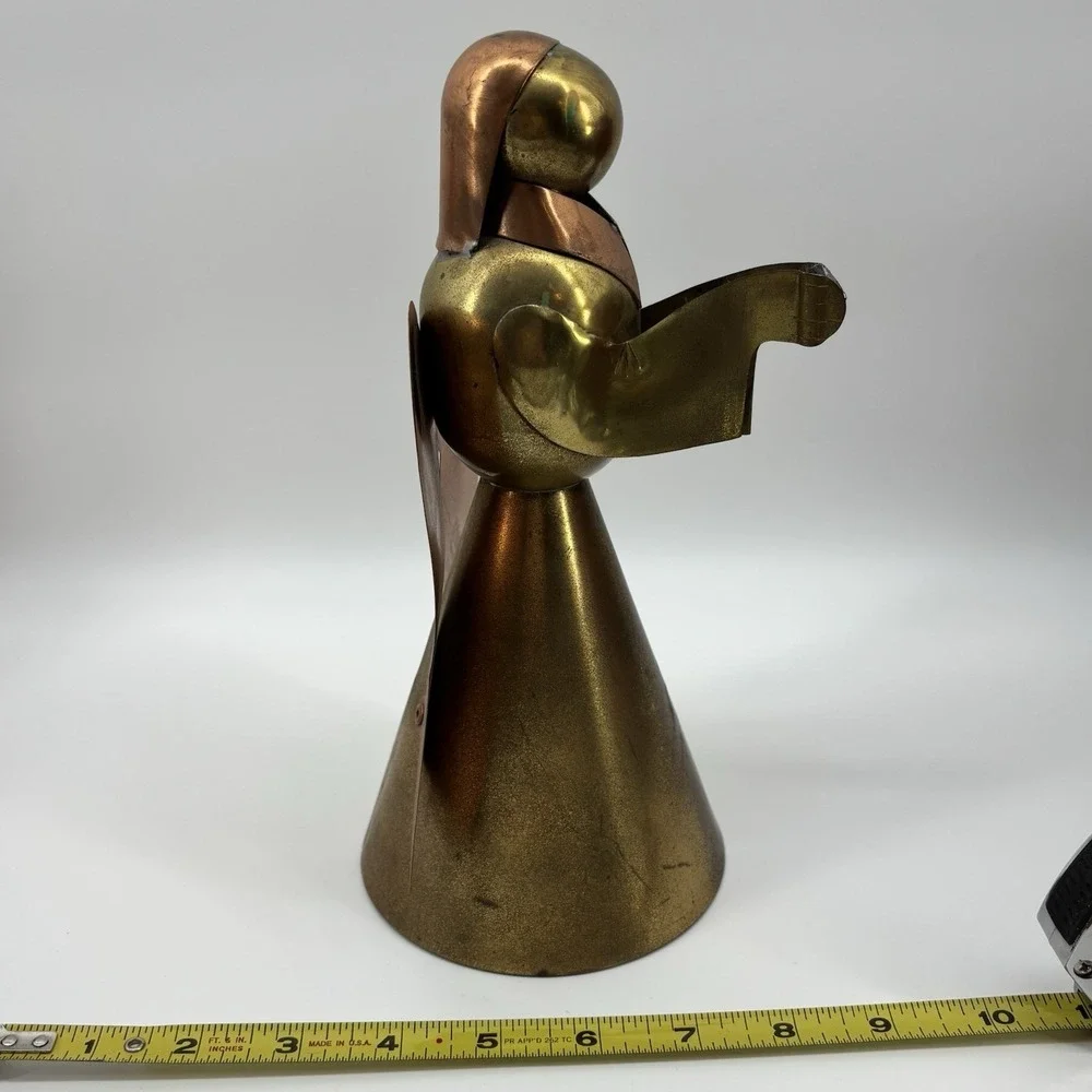 Vintage Mid‎ Century Brass & Copper Angel Christmas Candleholder 6